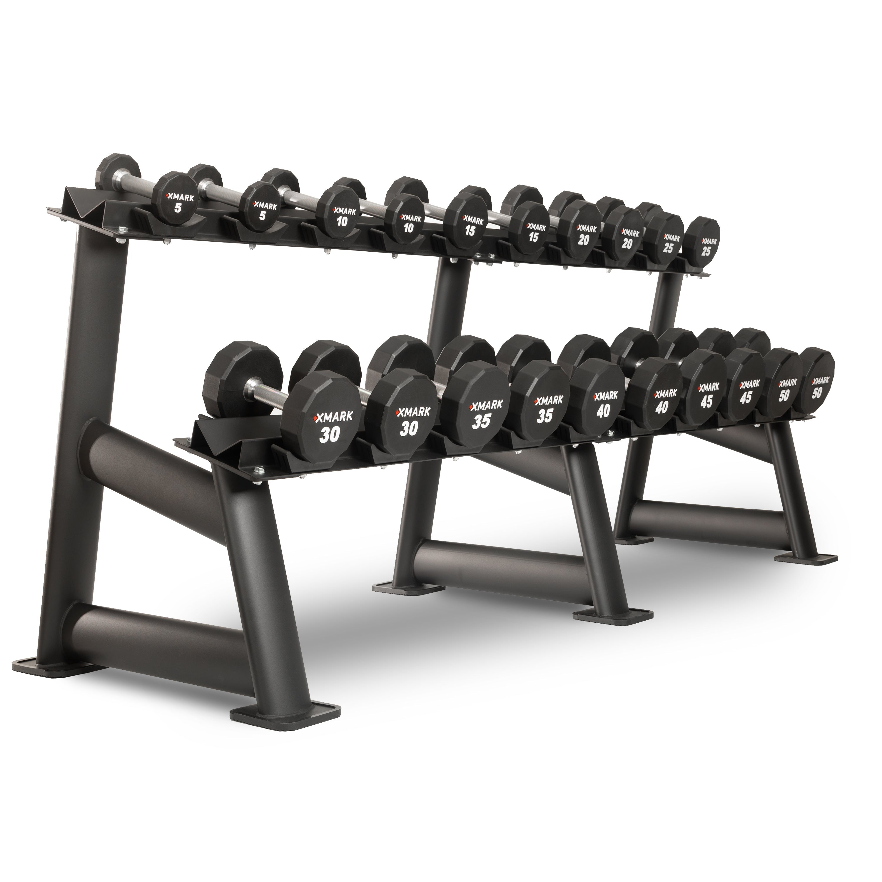 12-Sided Commercial Urethane Dumbbells (5-50 lb and 5-75 lb Sets)