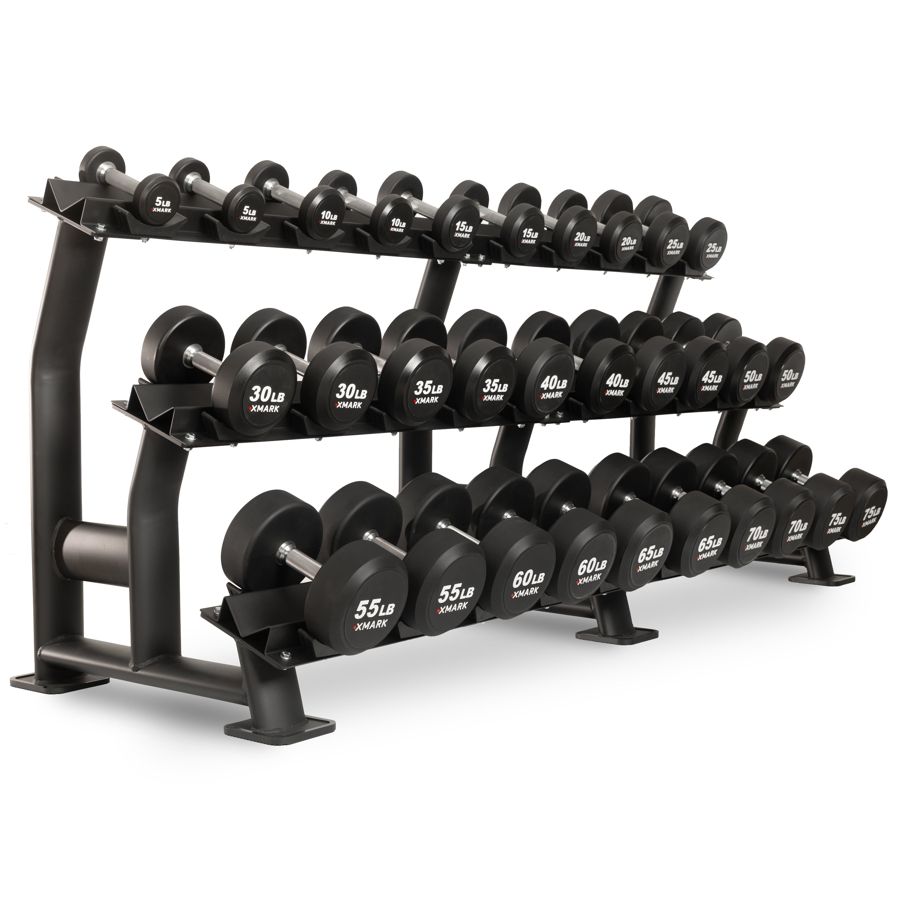 Round Commercial Urethane Dumbbells (5-50 lb and 5-75 lb Sets)
