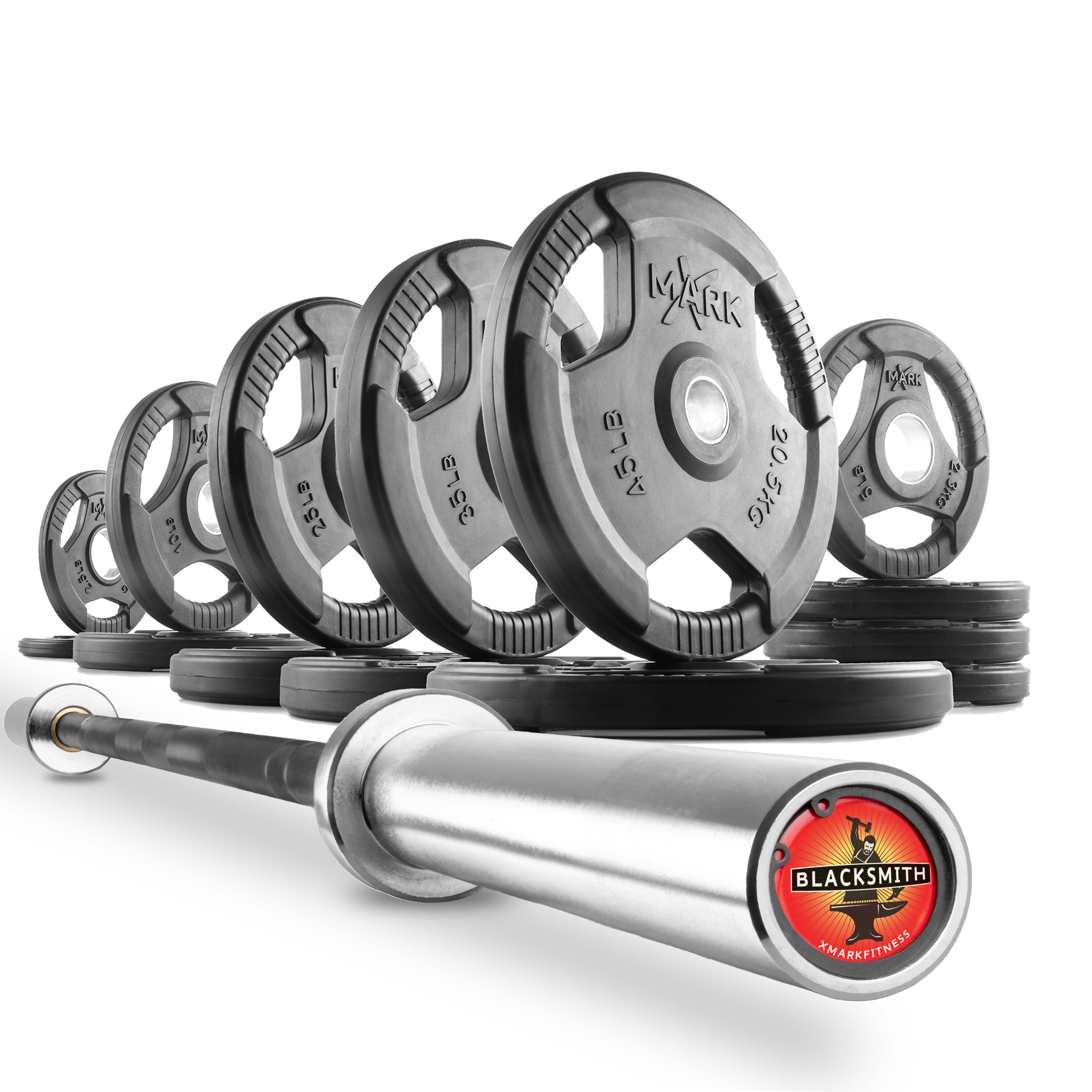 Tri-Grip Olympic Weight Plates and Olympic Barbell Sets