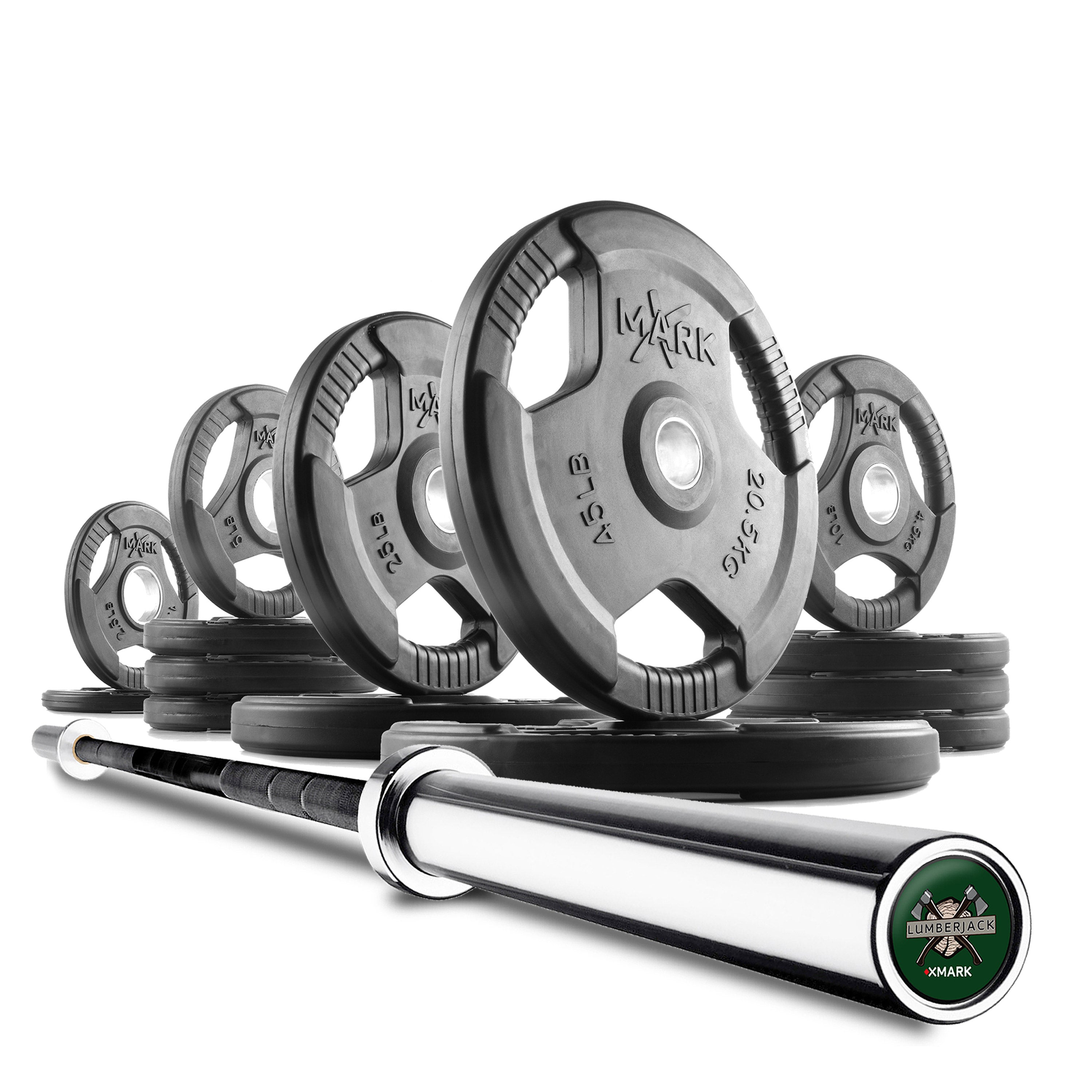 Tri-Grip Olympic Weight Plates and Olympic Barbell Sets