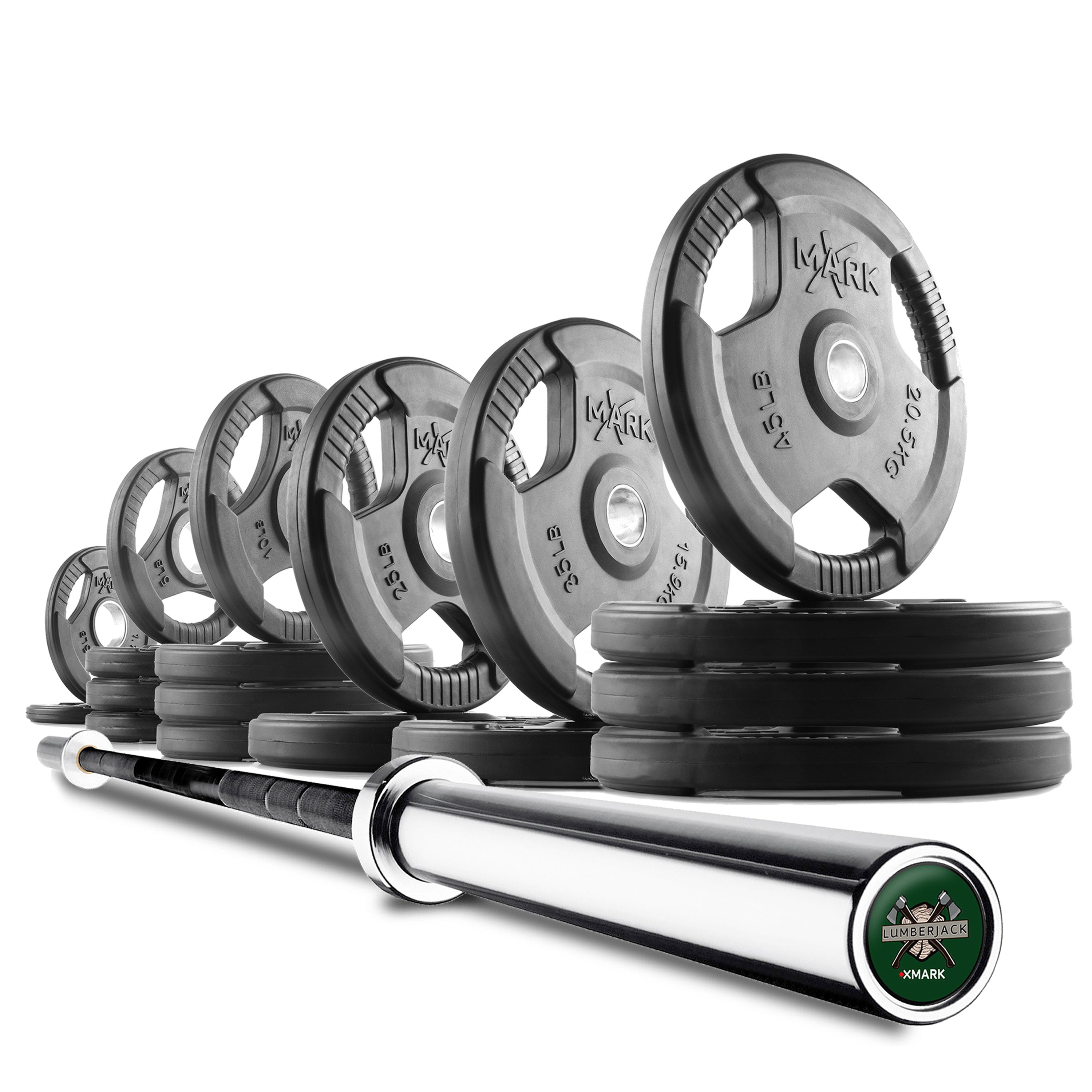 Tri-Grip Olympic Weight Plates and Olympic Barbell Sets
