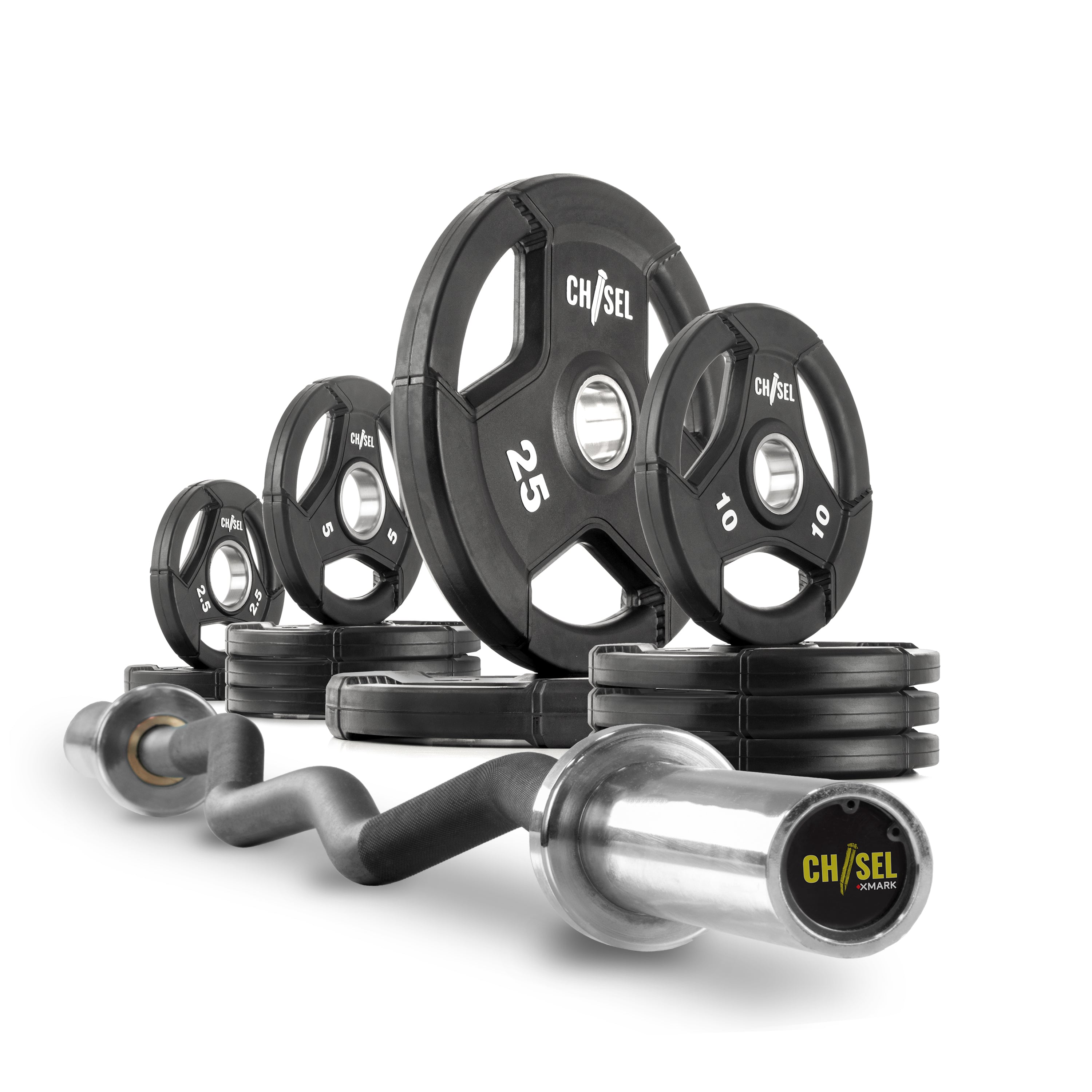 Chisel Olympic Weight Plates and Curl Barbell Sets